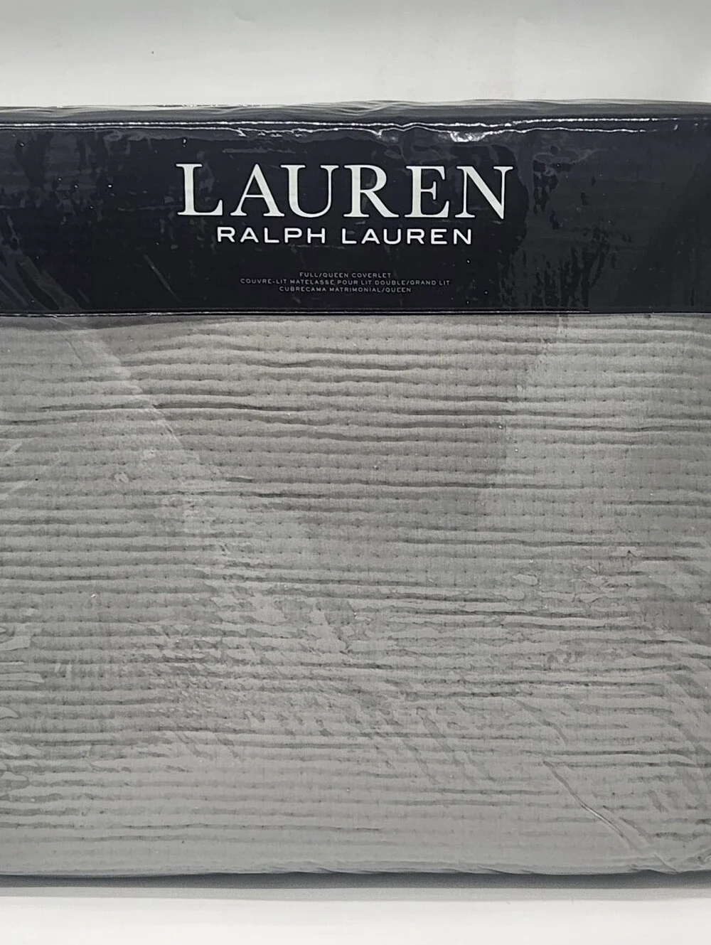 Lauren Ralph Lauren Spencer Matelasse Full/Queen Coverlet Grey NEW